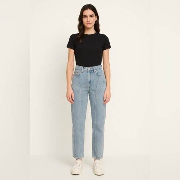 ZARA Women’s High-Rise Panel Detail Straight Jeans Light Wash Size 6 - Picture 1 of 9